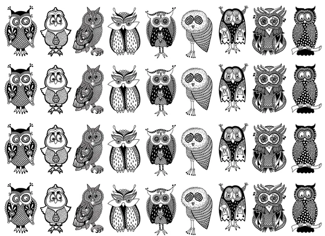 Calcomanías de vidrio fundido negro de 1" Owl Mania 36 piezas 397