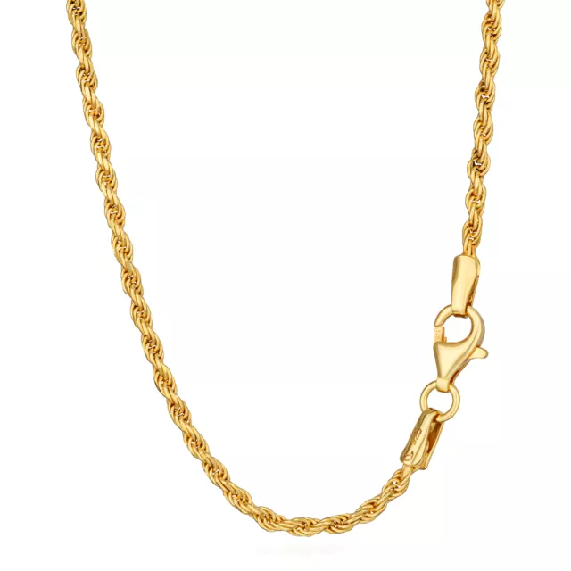 Halskette 42-50cm Kordelkette 925 Silber Gelbgold vergoldet 1,8mm breite Collier