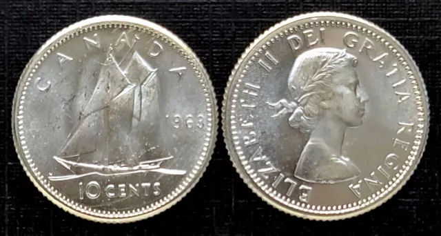 Canada 1963 BU UNC Uncirculated Silver Ten Cent Piece!!