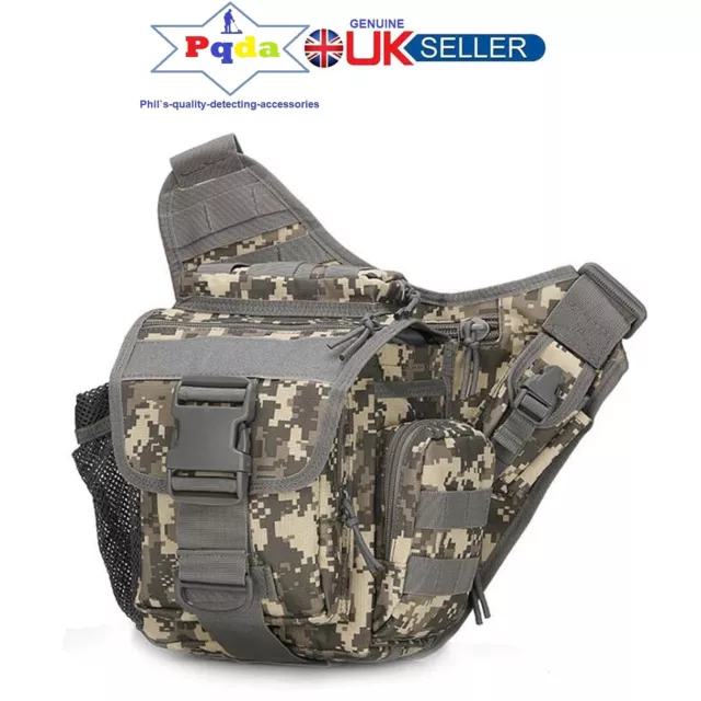 Metal Detecting Detector ACU Camo 7Ltr Cross Body Shoulder Accessory Bag Pouch.