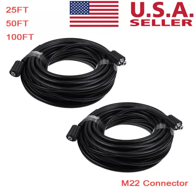 High Pressure Washer Hose 25FT/50FT 3200PSI M22 Power Washer Extension Hose US
