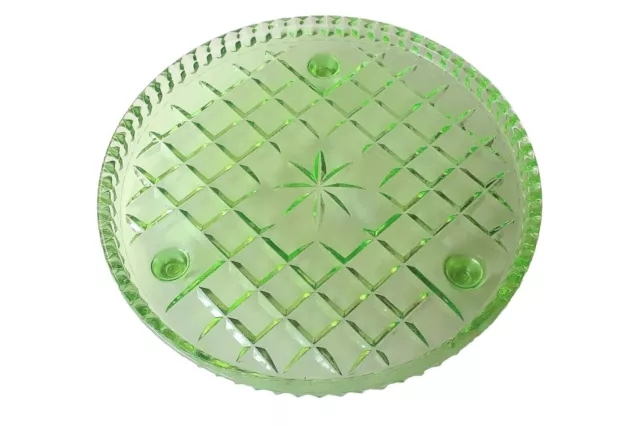 Vintage Green Depression Glass 3 Footed Cake Plate 21.4cm
