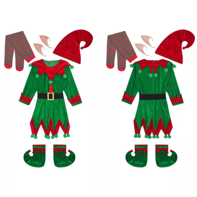 Niños Elfo de Navidad Disfraz Navidad Trajes de Juego de Rol Trajes Festivas Fiestas Trajes de Lujo