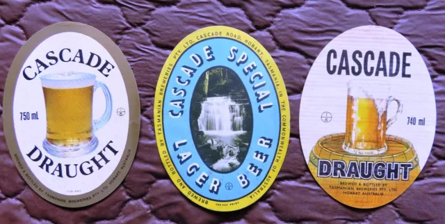 Vintage Breweriana: CASCADE DRAUGHT & LAGER Beer Labels x 3