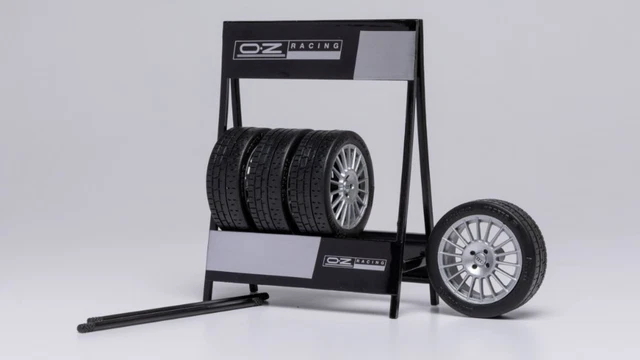 Support De Pneus IXO 1:18 - 4 Pneus + Rack Métallique Speedline - Pour Collection Voitures Miniatures