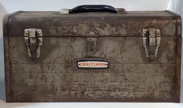 Craftsman 6500 Crown Logo Metal Tool Box w/ Tray  USA VTG 18" x 9" x 8"