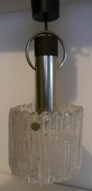Eisglas / Chrome Deckenlampe - 70er Original - 1 von 2