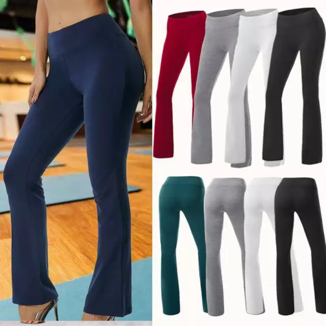 YOGA Pants Flare Leg Long Fitness Foldover Waist Womens Workout