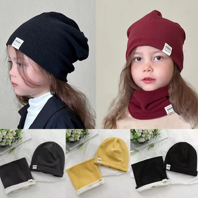 Autumn Winter Baby Children Warm Hat Circle Scarf Girl Boy Kids Outdoor Cap 2-8Y