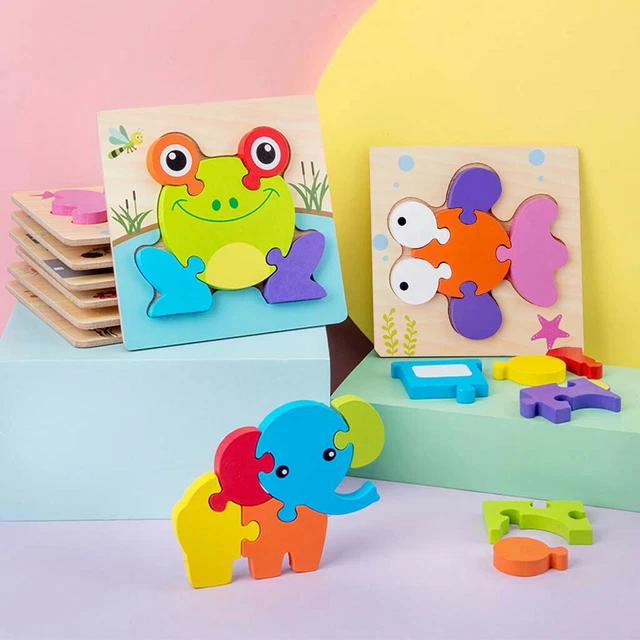 1-3 Years Old Boys Girls Educational Toy Wooden Animal Puzzle Toy for Toddlers