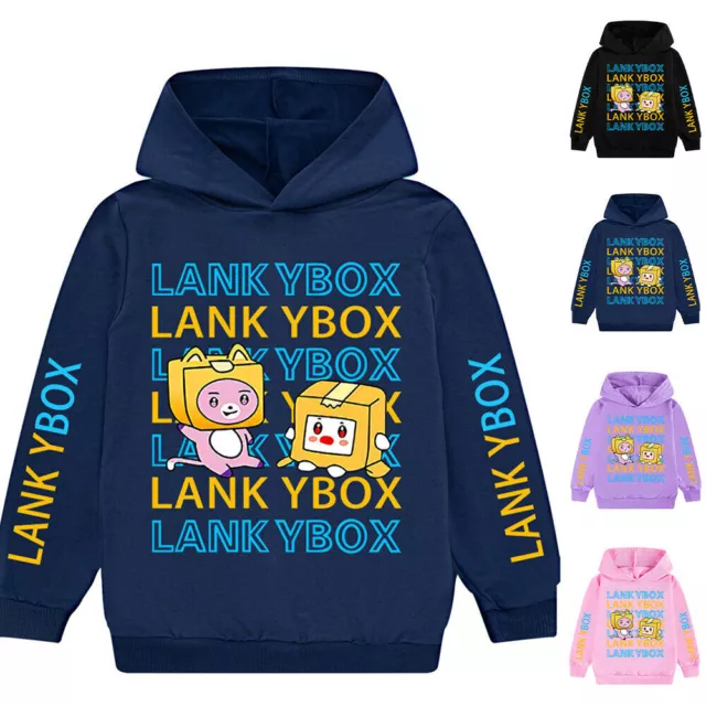 Kids Lankybox Print Hooded Sweatshirt Boys Girls Long Sleeve Hoodies Pullover﹏
