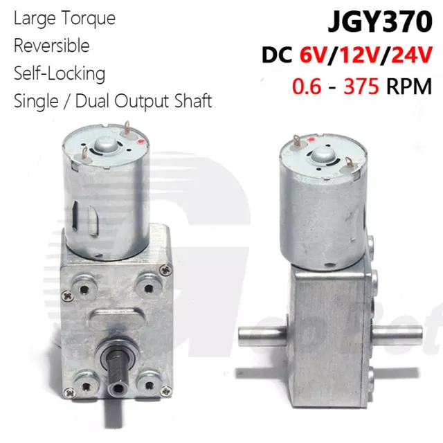 6V 12V 24V DC Turbo Worm Geared Motor High Torque Self-Locking 0.6-375RPM JGY370