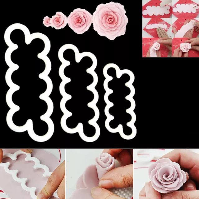 3D ROSE Flower Cake Cutter Fondant Icing Decorating Mould Sugarcraft *UK SELLER*