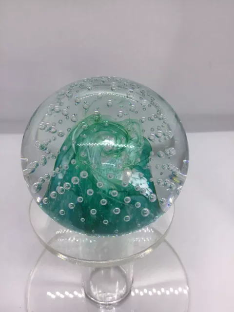 Caithness Glass Scottish Art Paperweight Cauldron? Green Bubble Vintage 1993