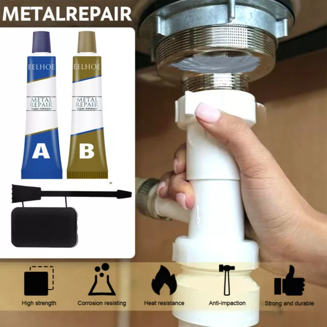 2X Industrial Heat Resistance Cold Weld Metal Repair Paste A&B Adhesive 100g 3