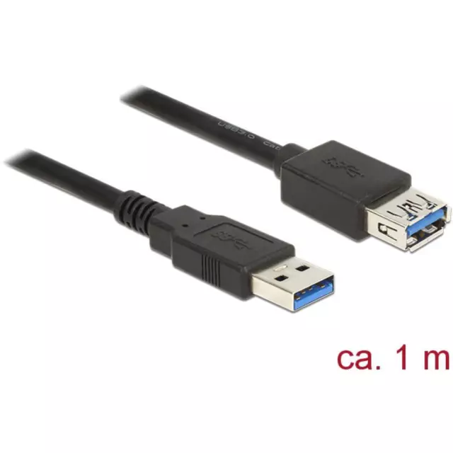 Delock Câble USB USB 3.2 Gen1 (USB 3.0) USB-A mâle, USB-A femelle 1.00 m noir