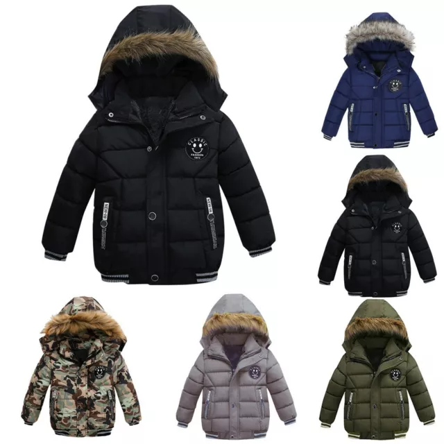 Toddler Baby Baby Boy Winter Warm Cotton-padded Hooded Coat Thick Jacket Outwear