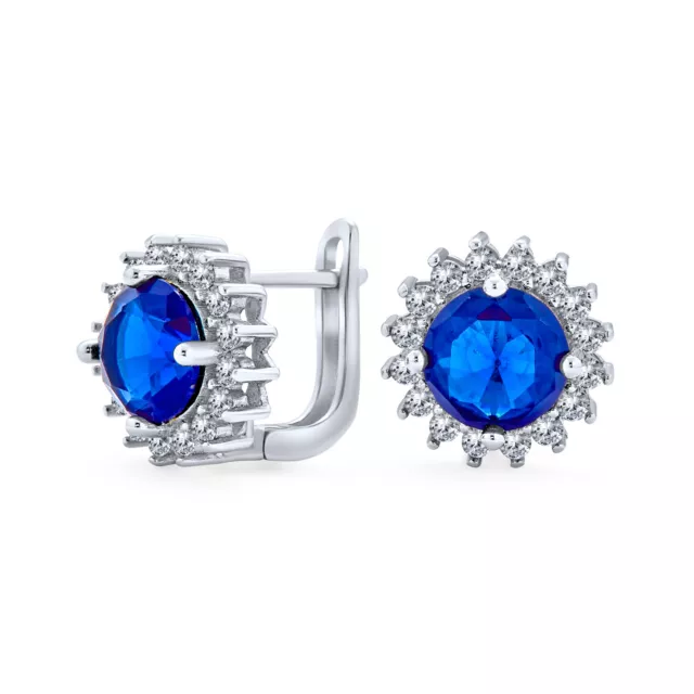 4CT Oval Blue Stud Earrings Imitation Sapphire CZ Sterling Silver