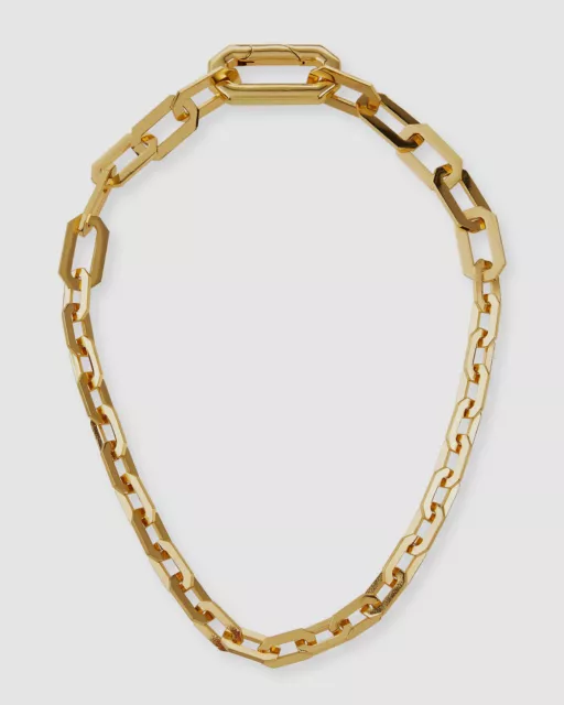 $395 Lulu Frost Women's Gold Plated Edge Statement Graduated Chain Link Necklace