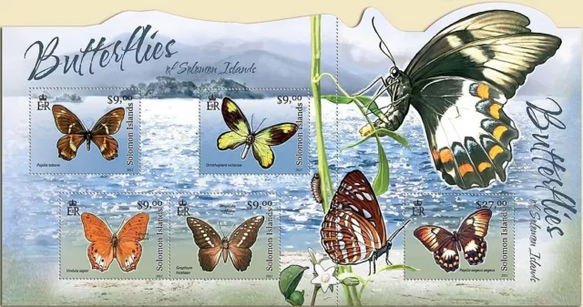 BUTTERFLIES Insect 5-Value MNH Stamp Sheets #144 (2012 Solomon Islands)