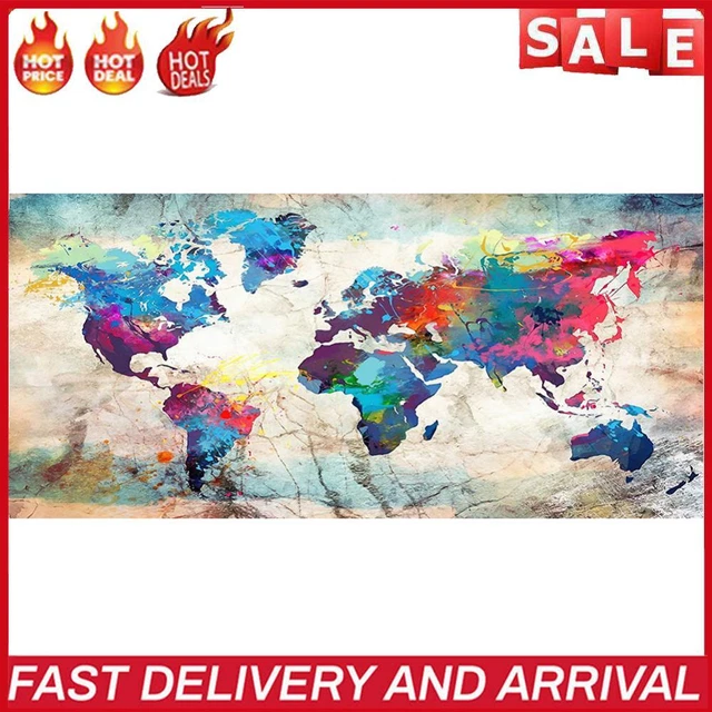World Map Oil Paint By Numbers Kits Canvas Picture DIY Wall Art Craft Coloring
