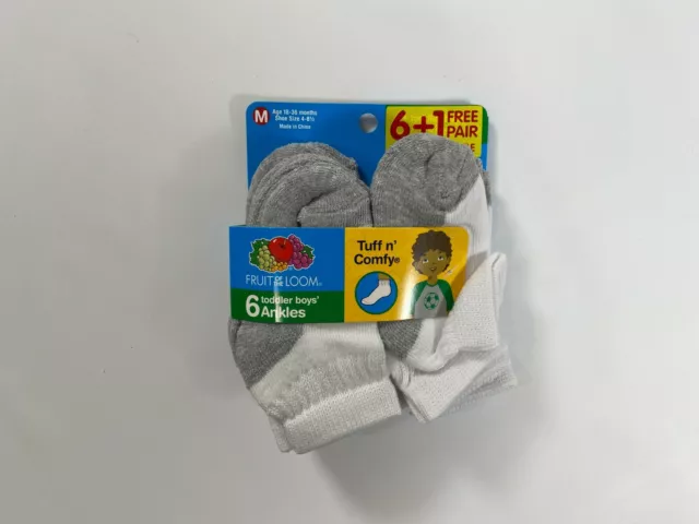 Fruit of the Loom Toddler Boys White Ankle Socks (7 Pair) NEW!