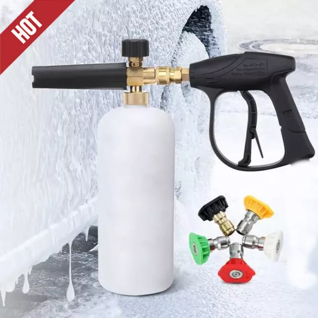 1L Snow Foam Pressure Washer Gun Car Wash Soap Lance Cannon Spray Jet Bottle