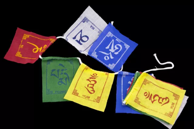 Mini - Flags to prayers - tibetan - 7x6cm - Om mani padme hum -Bouddha-6183