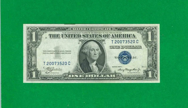 $1 1935-A 1 T/C Block Blue Seal Silver Certificate Cu. Non-Mule