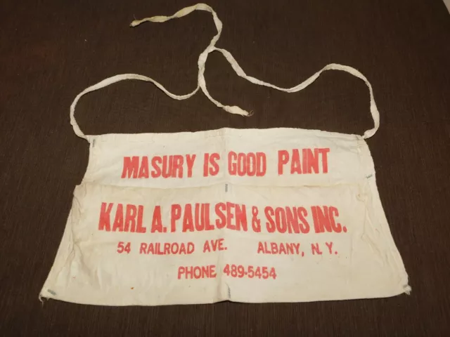 VINTAGE KARL A Paulsen & Sons Albany Ny Masury Paint Cloth Nail Bag ...