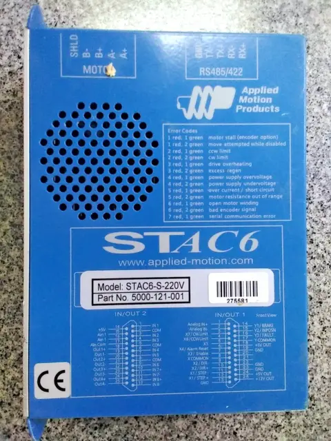 Applied Motion STAC6-S 1-Axis Micro Stepper Motor Drive Controller 120VAC 6A