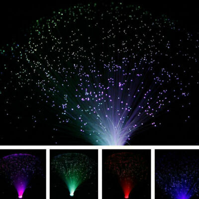 Glasfaser Lampe LED RGB mit Farbwechsel Lichtfaser Dekoleuchte Fiberglas bunt 