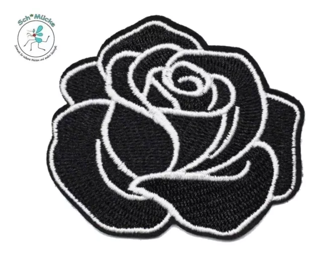 Aufbügler Aufnäher schwarze Rose Blume Amulett Glücksbringer Geschenkidee Patch