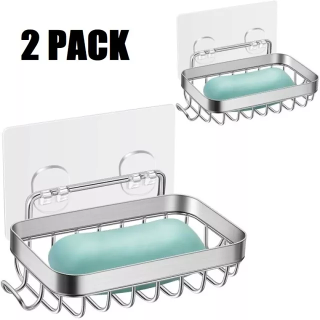 Stainless Steel Soap Dish Mounted Wall Holder Bathroom Shower Basket Storage Box