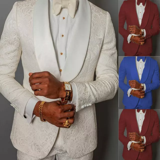 Beige Men Slim Fit Suits Groom Tuxedos Wedding Prom Party Formal Business  Custom