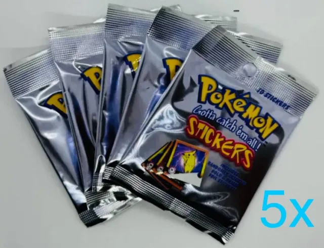 5x 1999 Pokemon Artbox Stickers Series 1 Factory Sealed Booster Pack Lot