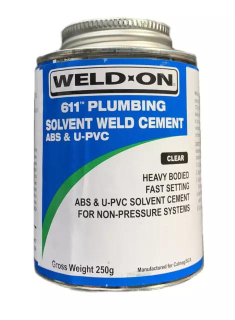 Weld-On Solvent Cement For ABS And PVC Plastic Plumbing Pipe 250ml