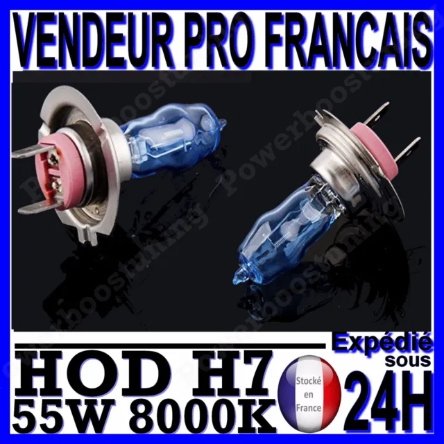 Ampoule Plasma Hod H7 55W Lampe Halogene Feu Effet Xenon Blanc Blanche 8000K 12V