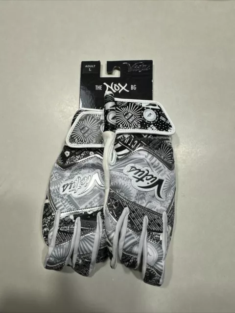 Victus NOX Adult Batting Glove, White/Silver, Adult Large VBGNOX-W/SL-AL New