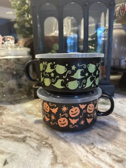 Set Of Two Spooky Halloween Souper Mugs