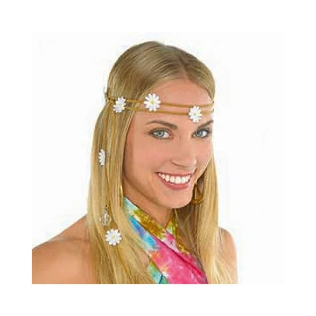 Flower Head Wreath Carole Costume King Baskin Crown Garland Hippie Headband 60s