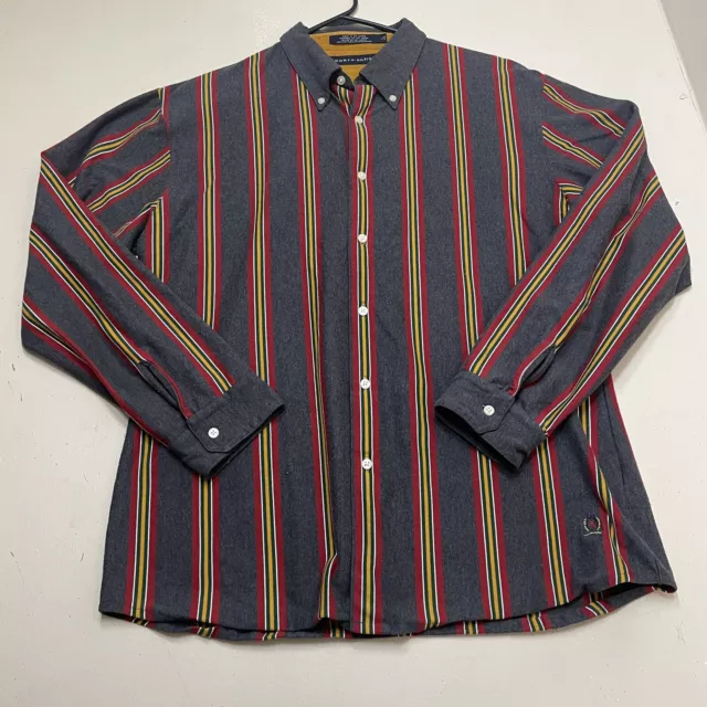 Vintage Tommy Hilfiger Shirt Mens L Large Striped Long Sleeve Crest 90s *