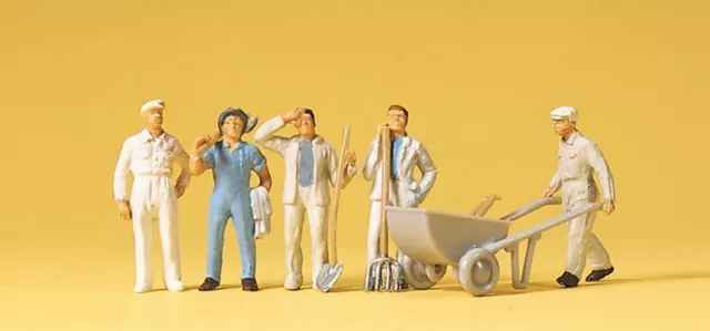 Building Workers (5) and tools HO/OO gauge Figures Preiser 14144