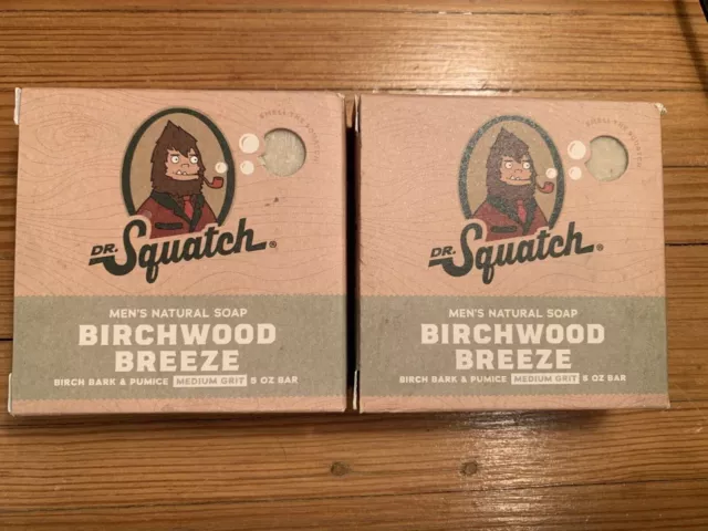 Set of 2 Dr. Squatch Soap Men's 5 oz natural bar soap Birchwood Breeze