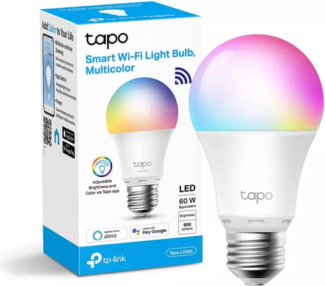 Tp-Link Tapo L530E Lampadina Wifi Intelligente LED Smart Multicolore, E27, Compa