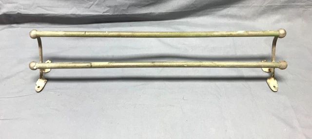 Antique 21" Nickel Brass Double Towel Bar Rack Old VTG Kitchen Bathroom 592-23B