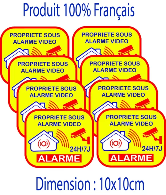 Autocollant alarme maison domestique LOT DE 8 stickers - video surveillance