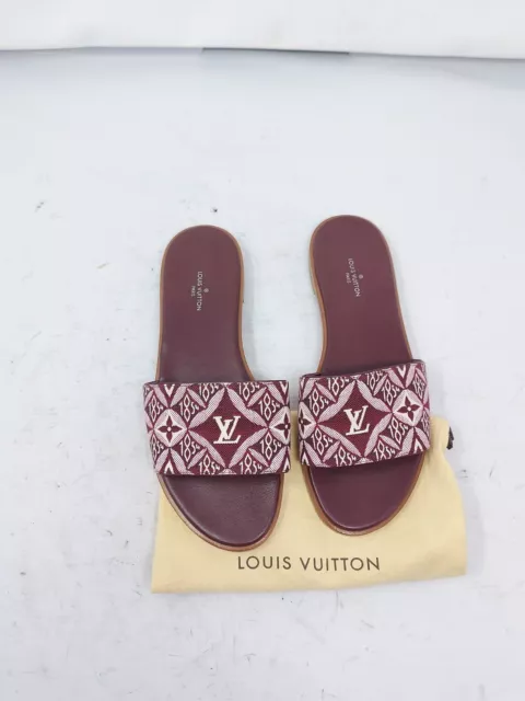 Louis Vuitton 36.5 Women's Blue Escale Lock It Mules Sandals Slides 825lv57