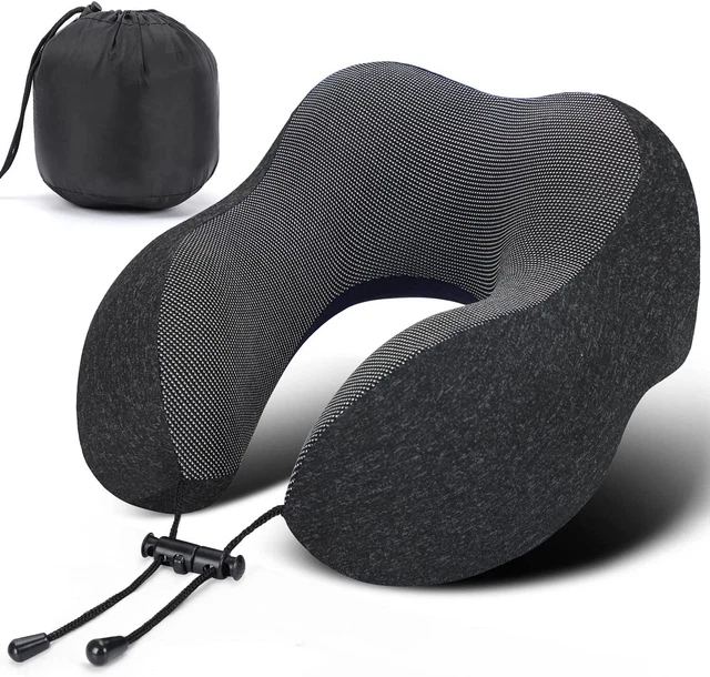 Neck Pillow for Travel, 100% Pure Memory Foam Soft Pillow for Airplane Sleeping
