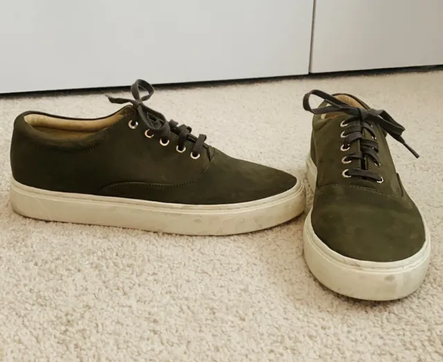 Nisolo Elayna Women's Green Nubuck Leather Lace Up Shoes Sneakers Size 9.5